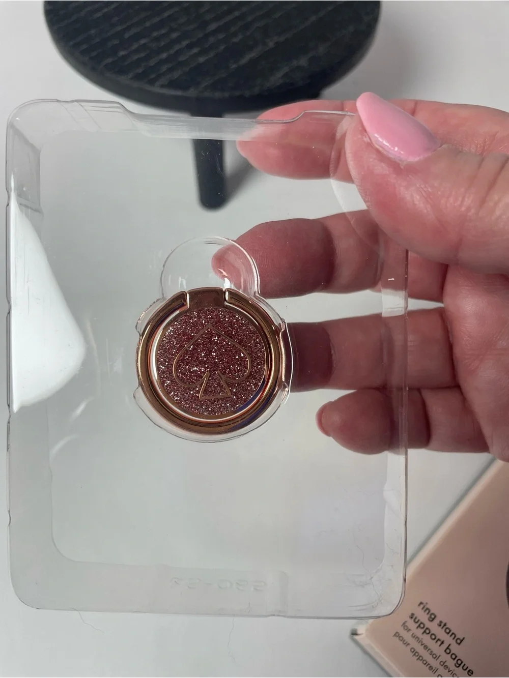 kate spade Rose Gold Glitter Phone Ring Stand